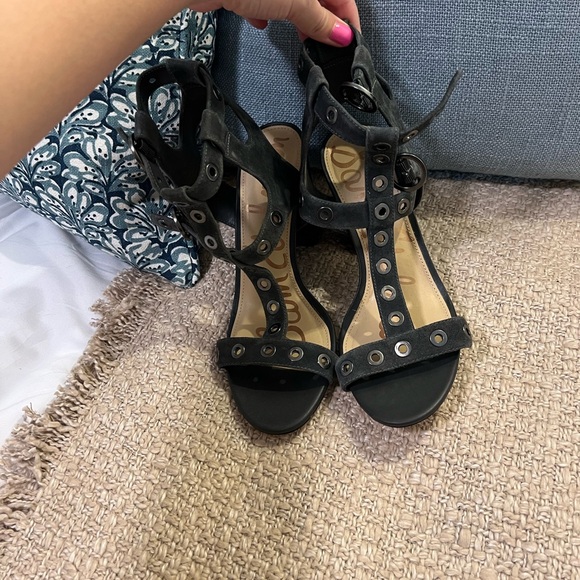 Sam Edelman Navy distress caged block heel - Picture 2 of 3